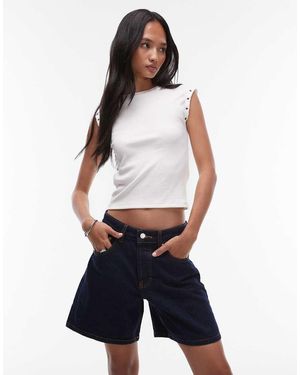 TOPSHOP Pantalones Cortos Vaqueros Azul Añil Efecto Crudo Editor De