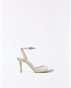 Bershka Heeled Sandals With Ankle Strap - White