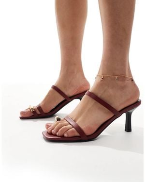 Raid Heeled Mule With Gold Toe Detail - Pink