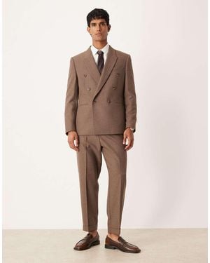 ASOS Tapered Suit Trousers With Wool Pinstripe - Natural