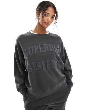 Superdry Athletic Essentials Tonal Applique Crew Sweatshirt - Grey