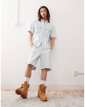 Wrangler Casey Jones Workwear Carpenter Railroad Stripe Denim Shorts - White