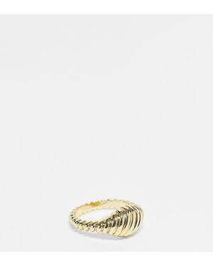 Pieces 18K Vergulde Chunky Ring Met Textuur - Wit