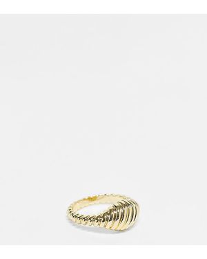 Pieces 18K Vergulde Chunky Ring Met Textuur - Wit