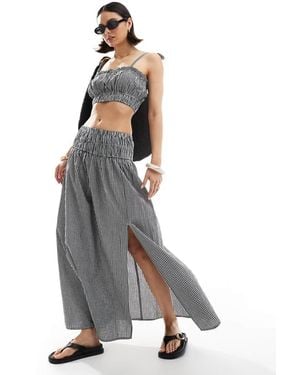 New Look Co-Ord Shirred Midi Skirt - Grey