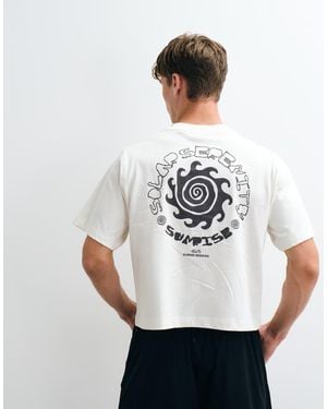 4505 Heavyweight Quick Dry Cropped Cotton Tank With Back Graphic - White