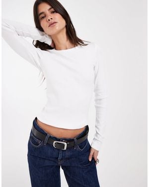 JJXX Long Sleeve Ribbed Top - White