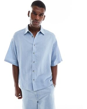 ASOS Cheesecloth Textured Regular Shirt - Blue