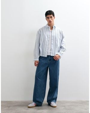 ASOS Boxy Oversized Gestreept Overhemd - Blauw