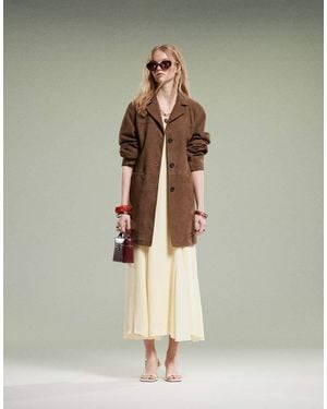 ASOS Mid Length Real Suede Jacket - Green