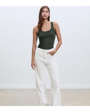 Stradivarius D92 Straight Wide Jeans - White