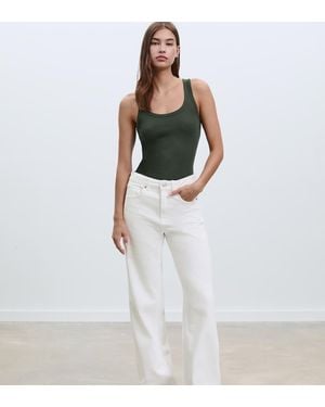 Stradivarius D92 Straight Wide Jeans - White