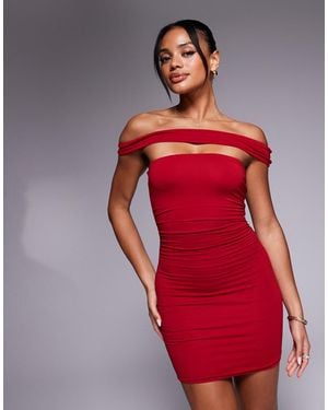 Oh Polly Chaya Off Shoulder Cut-Out Mini Dress - Red