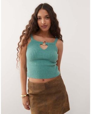 Motel Lesly Buckle Detail Knitted Top - Green