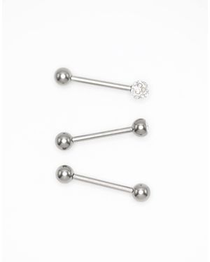 Lovisa – zungenpiercings aus farbenem titan mit pavé-steinen - Weiß