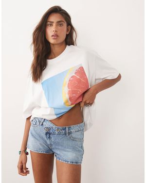 Mango Teen Cross Waist Denim Short - White