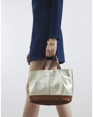 River Island Metallic Leather Shopper Bag - Blue