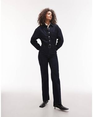 Mango Belted Denim Jumpsuit - White