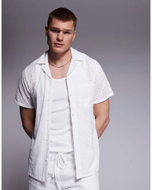 South Beach Broderie Short Sleeve Beach Shirt - Gray