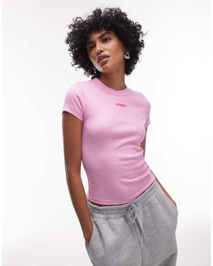 Tommy Hilfiger T-Shirt Acceso Slim Con Scritta - Viola