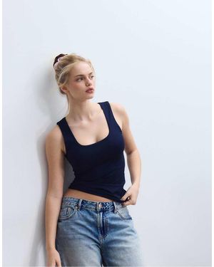 Stradivarius Polyamide Wide-Strap T-Shirt - Blue