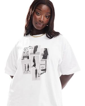 4th & Reckless Oversized T-Shirt Met Catwalk Fotoprint - Wit