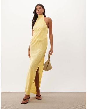 ASOS Robe longue plissée à col halter - Blanc