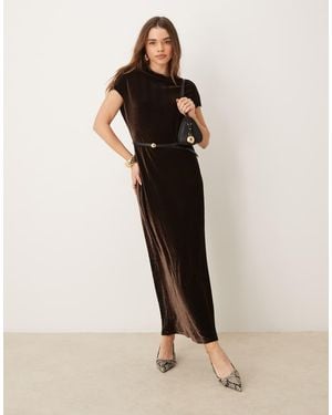 Ghospell Velvet Maxi Dress - Natural