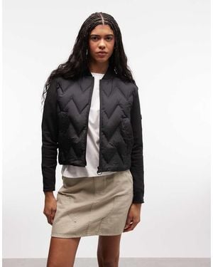 Barbour Prism Cropped Quilted Sweat Bomber Jacket - Black