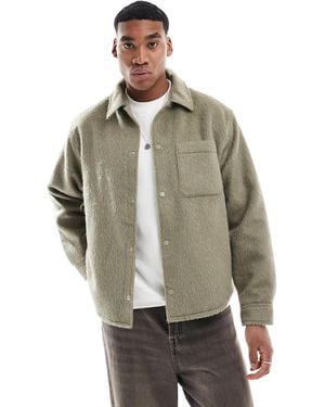 Pull&Bear Textured Shacket - Gray