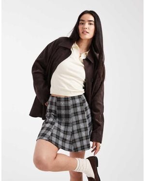 New Look Check Flippy Mini Skirt - Black