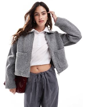 Vila Zip Front Wool Bomber Jacket - Gray