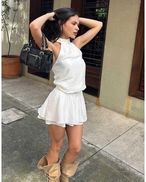 Bershka Halter Neck Mini Dress - White