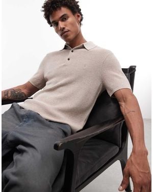 AllSaints Short Sleeve Knitted Polo - Grey