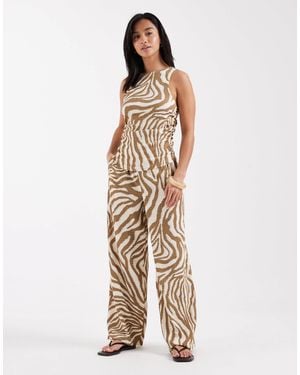 Vero Moda Wide Leg Textured Jersey Trouser Co-Ord - Metallic
