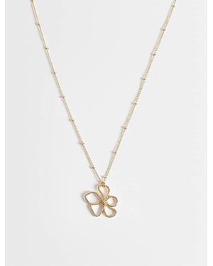 ASOS Necklace With Fine Chain And Flower Pendant - White