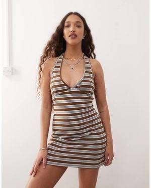 Collusion Stripe Halter Mini Dress - Multicolour