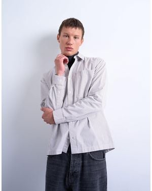 TOPMAN Relaxed Fit Stripe Shirt - White