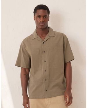 ASOS Relaxed Revere Cotton Shirt With Chest Pocket Detail - Brown