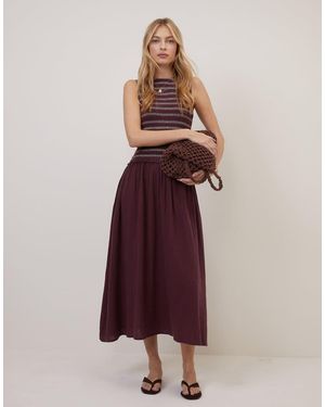 Nobody's Child Ruched Ingrid Midi Dress - Purple