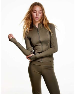 Bershka Quick-dry & Breathable Zip-up Jacket - Green