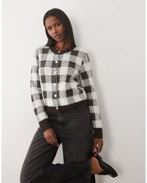 Barbour Halina karierte strickjacke - Grau