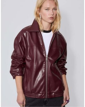 Stradivarius Oversize Faux Leather Jacket - Purple