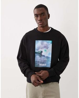 HUGO Nofintex Graphic Chest Print Sweatshirt - Black