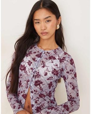 Motel Kahula Long Sleeve Lotus Flock Top - Purple
