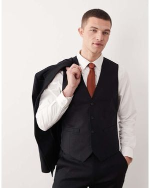 ASOS Chaleco De Traje De Tejido Rico En Lino De - Negro