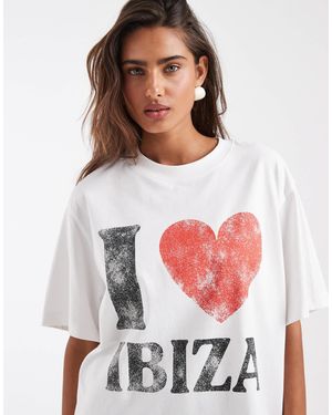 ASOS Oversized T-shirt With I Heart Ibiza Graphic - White