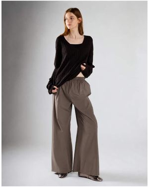 Glamorous Tie Waist Wide Leg Trousers - Brown