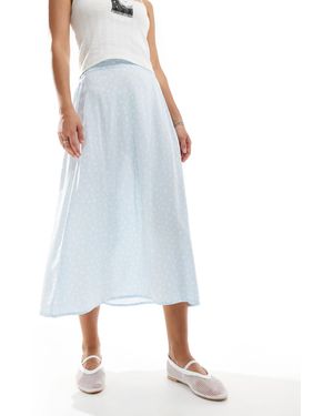 Monki Jupe mi-longue à imprimé fleurs - Bleu