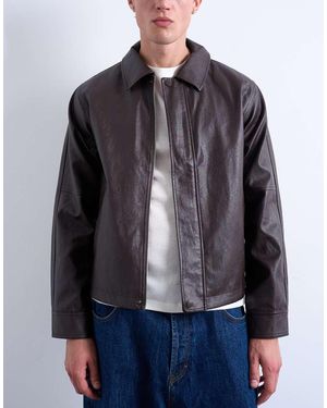 TOPMAN Faux Leather Dressy Jacket - Grey